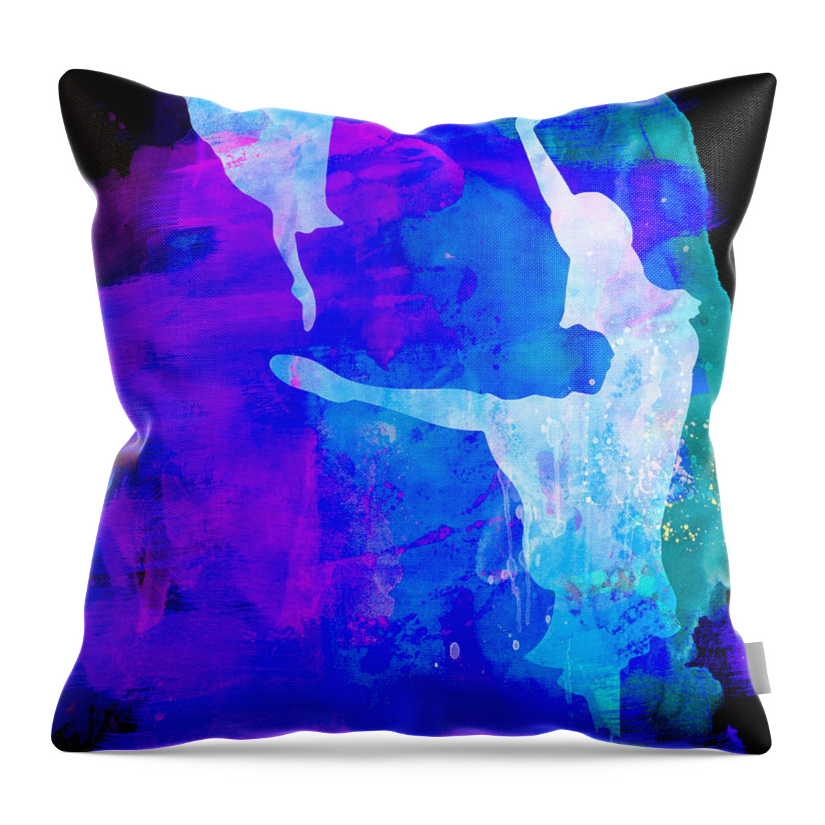 Ballet Throw Pillow featuring the painting Two Ballerinas Watercolor 3 by Naxart Studio