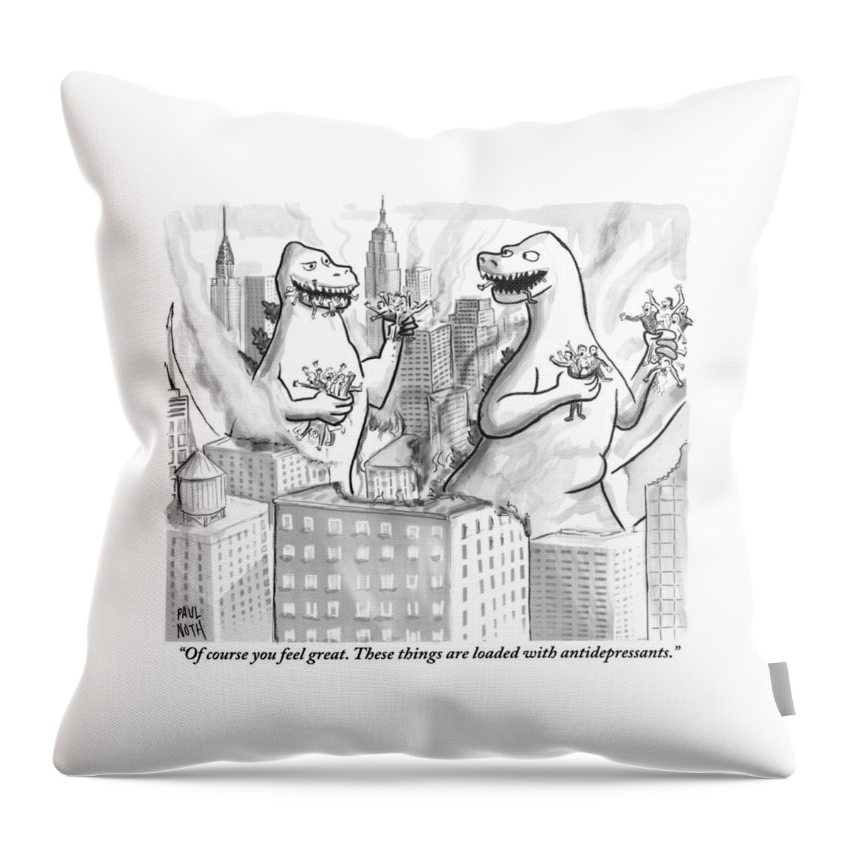 Two Godzillas Talk To Each Other Throw Pillow