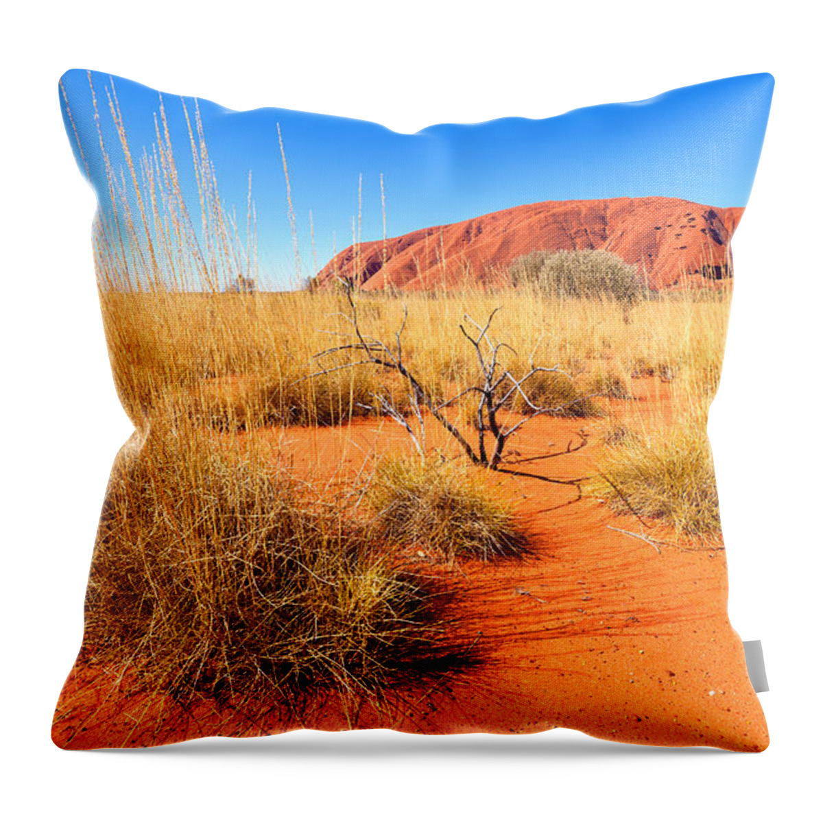 Uluru Ayers Rock Outback Australia Australian Landscape Central Northern Territory Throw Pillow featuring the photograph Central Australia by Bill Robinson
