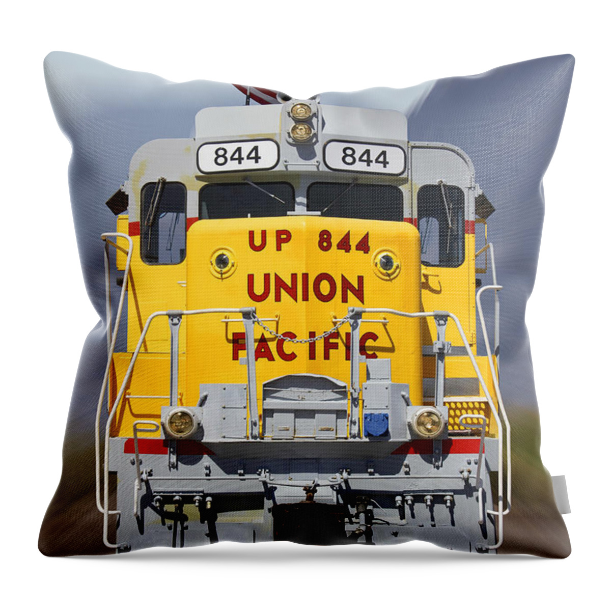 Transportation Throw Pillow featuring the photograph Union Pacific 844 on the Move by Mike McGlothlen