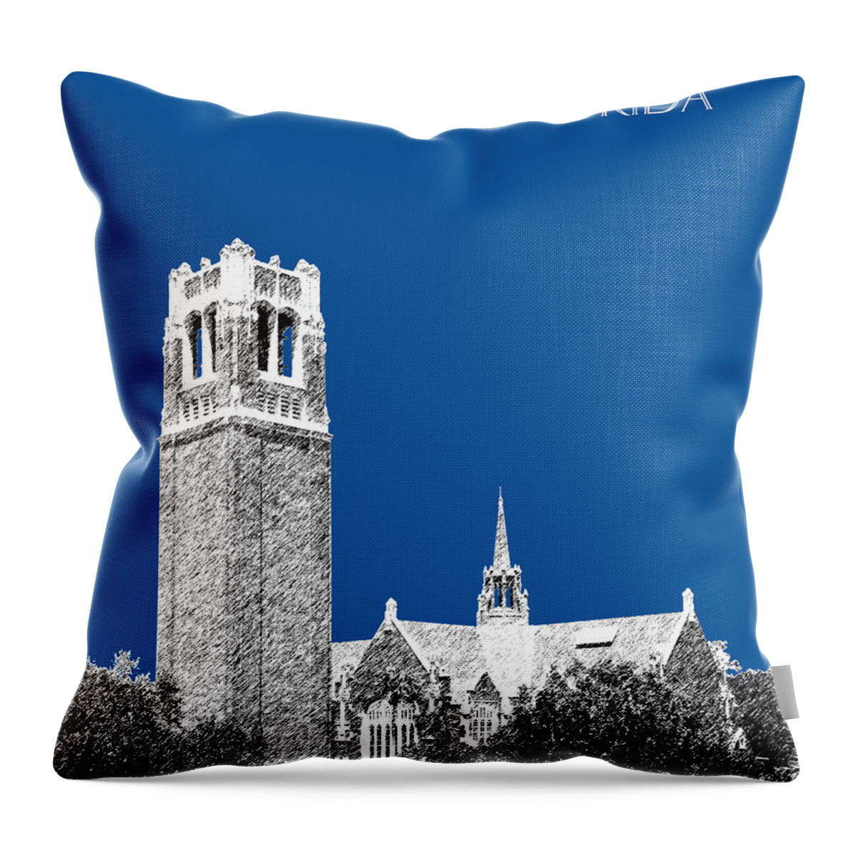 University Throw Pillow featuring the digital art University of Florida - Royal Blue by DB Artist