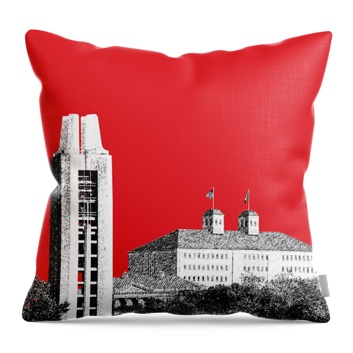 University Throw Pillow featuring the digital art University of Kansas - Red by DB Artist