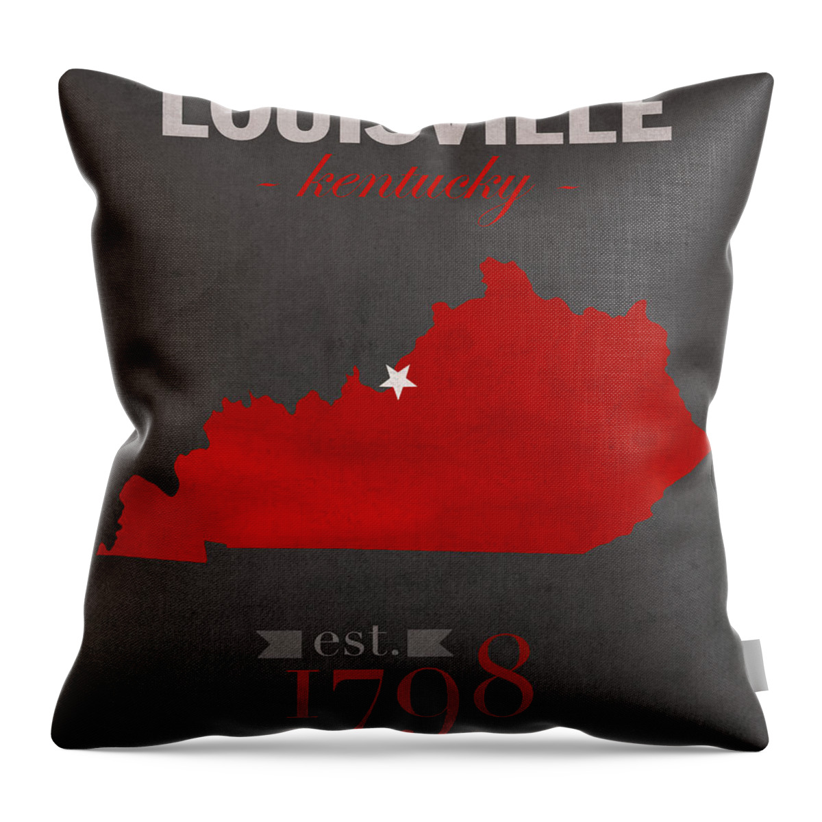 University of Louisville Cardinals Kentucky College Town State Map Poster  Series No 059 Throw Pillow by Design Turnpike - Fine Art America