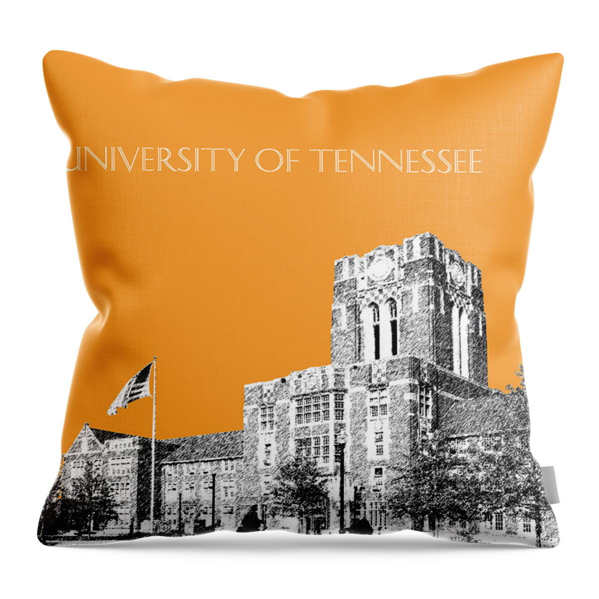 University Throw Pillow featuring the digital art University of Tennessee - Orange by DB Artist