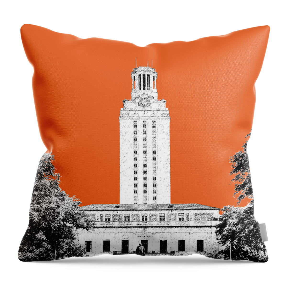 University Throw Pillow featuring the digital art University of Texas - Coral by DB Artist