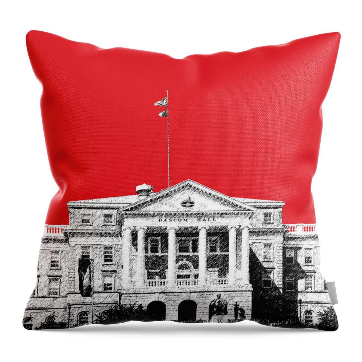 University Throw Pillow featuring the digital art University of Wisconsin - Red by DB Artist
