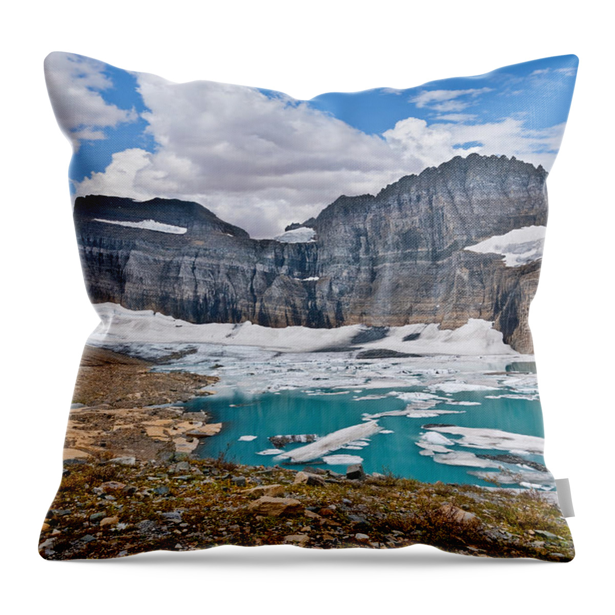 Beauty In Nature Throw Pillow featuring the photograph Upper Grinnell Lake and Glacier by Jeff Goulden