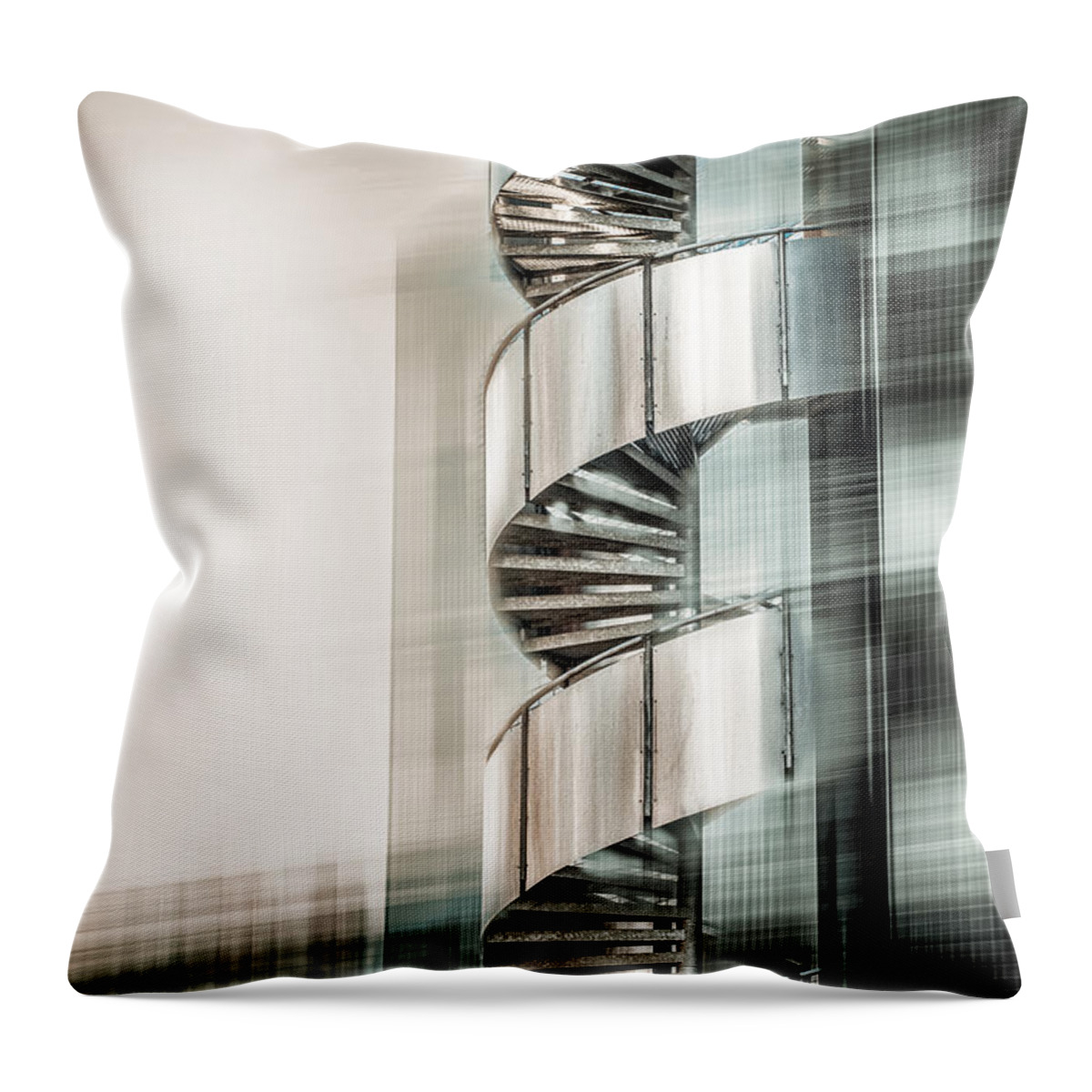 Stairs Throw Pillow featuring the digital art Urban Drill - Cyan by Hannes Cmarits