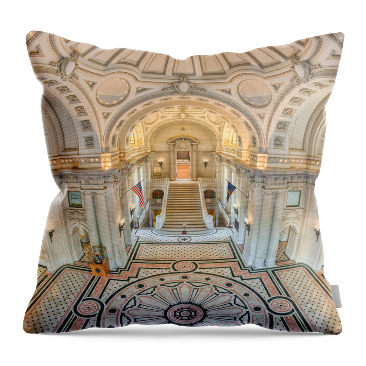 Clarence Holmes Throw Pillow featuring the photograph US Naval Academy Bancroft Hall III by Clarence Holmes