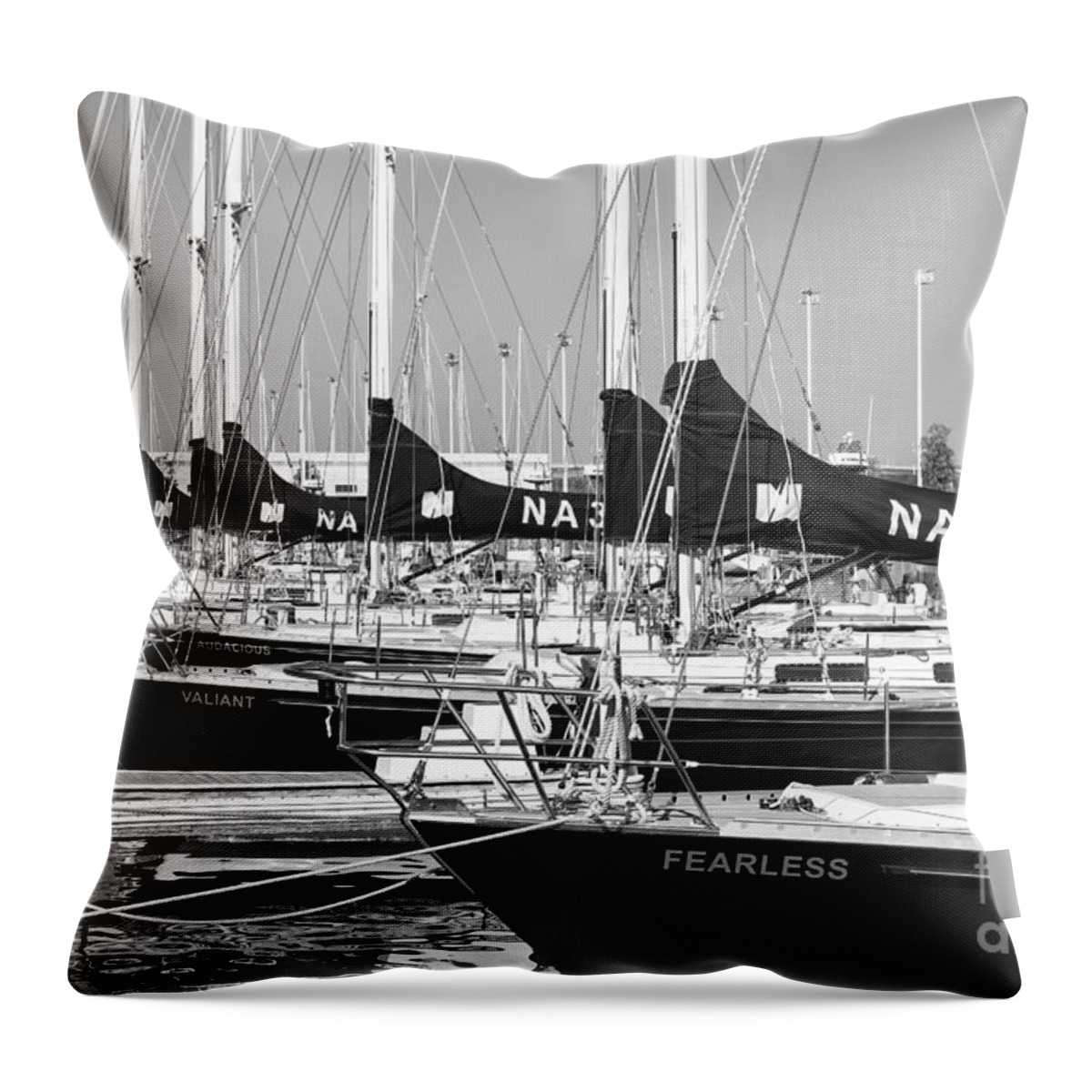 Clarence Holmes Throw Pillow featuring the photograph US Navy 44 Sail Training Craft II by Clarence Holmes