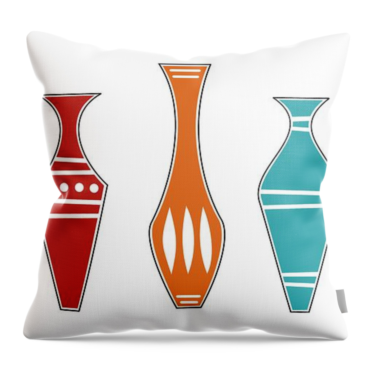 Mid Century Modern Throw Pillow featuring the digital art Vases by Donna Mibus