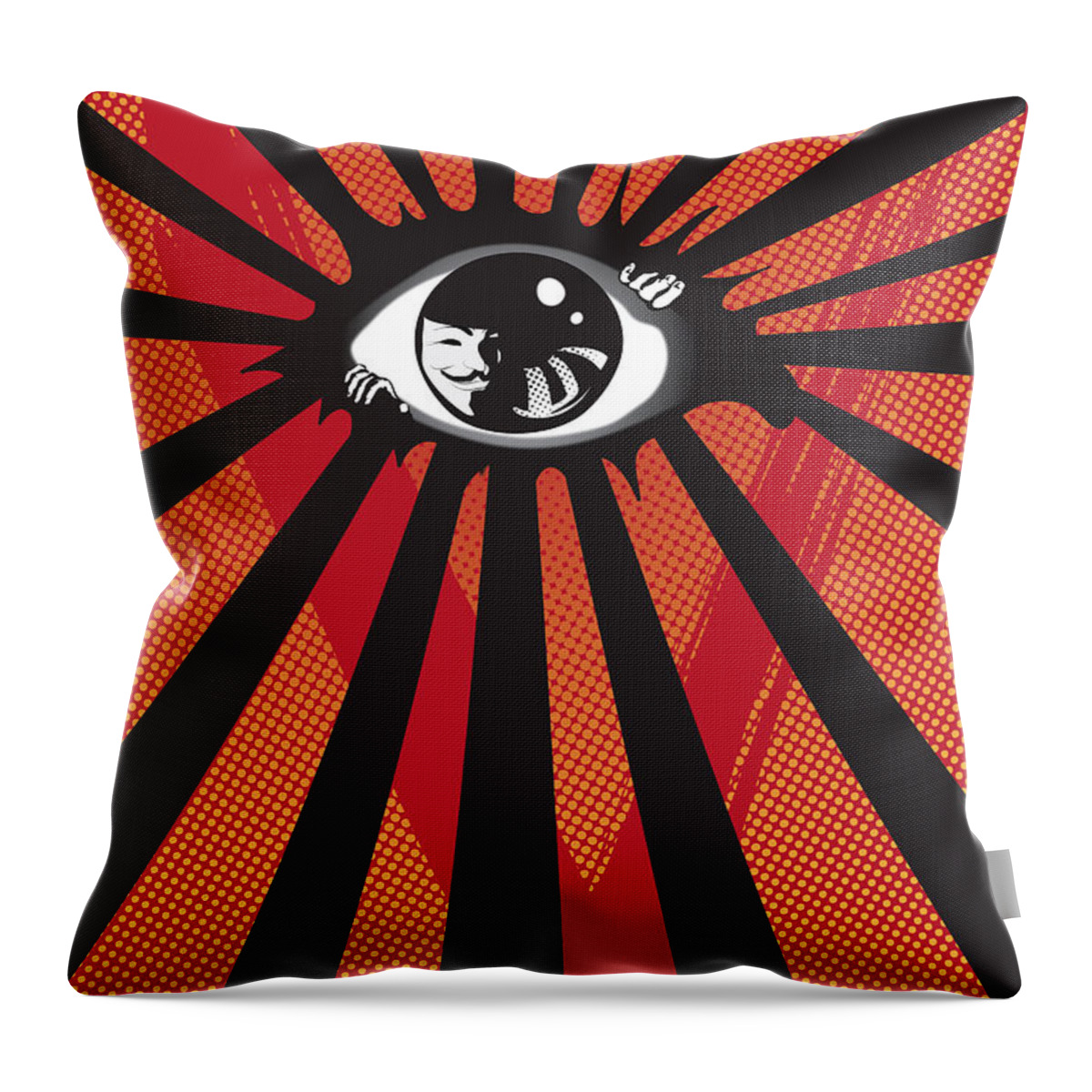 Eyes Throw Pillow featuring the digital art Vendetta2 eyeball by Sassan Filsoof