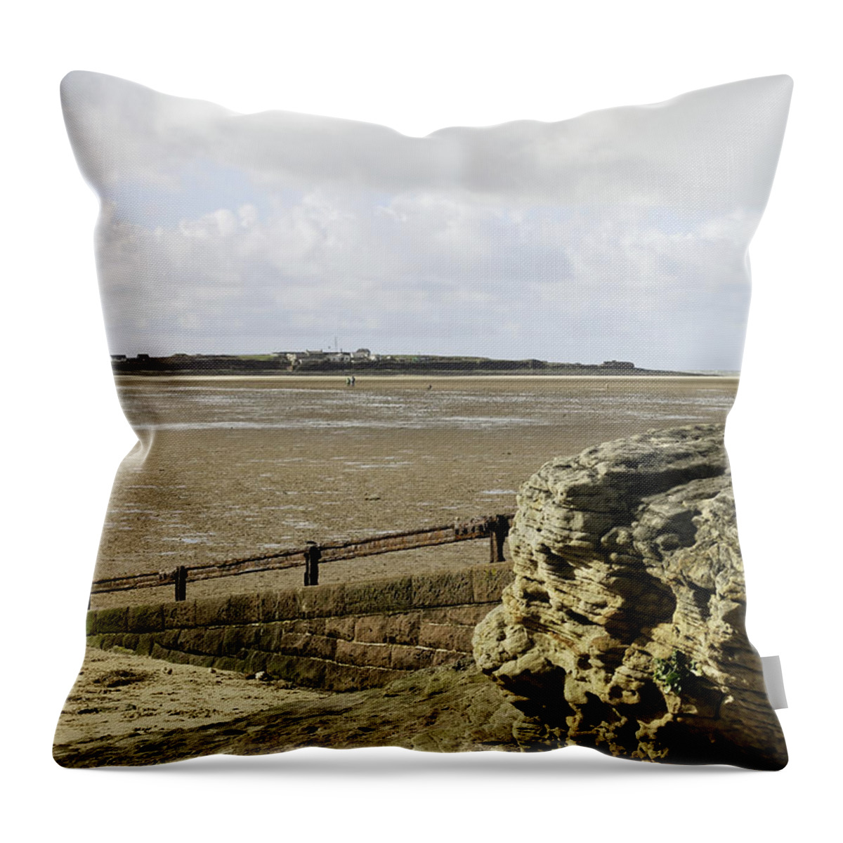 Hilbre Island Throw Pillow featuring the photograph View over to Hilbre by Spikey Mouse Photography