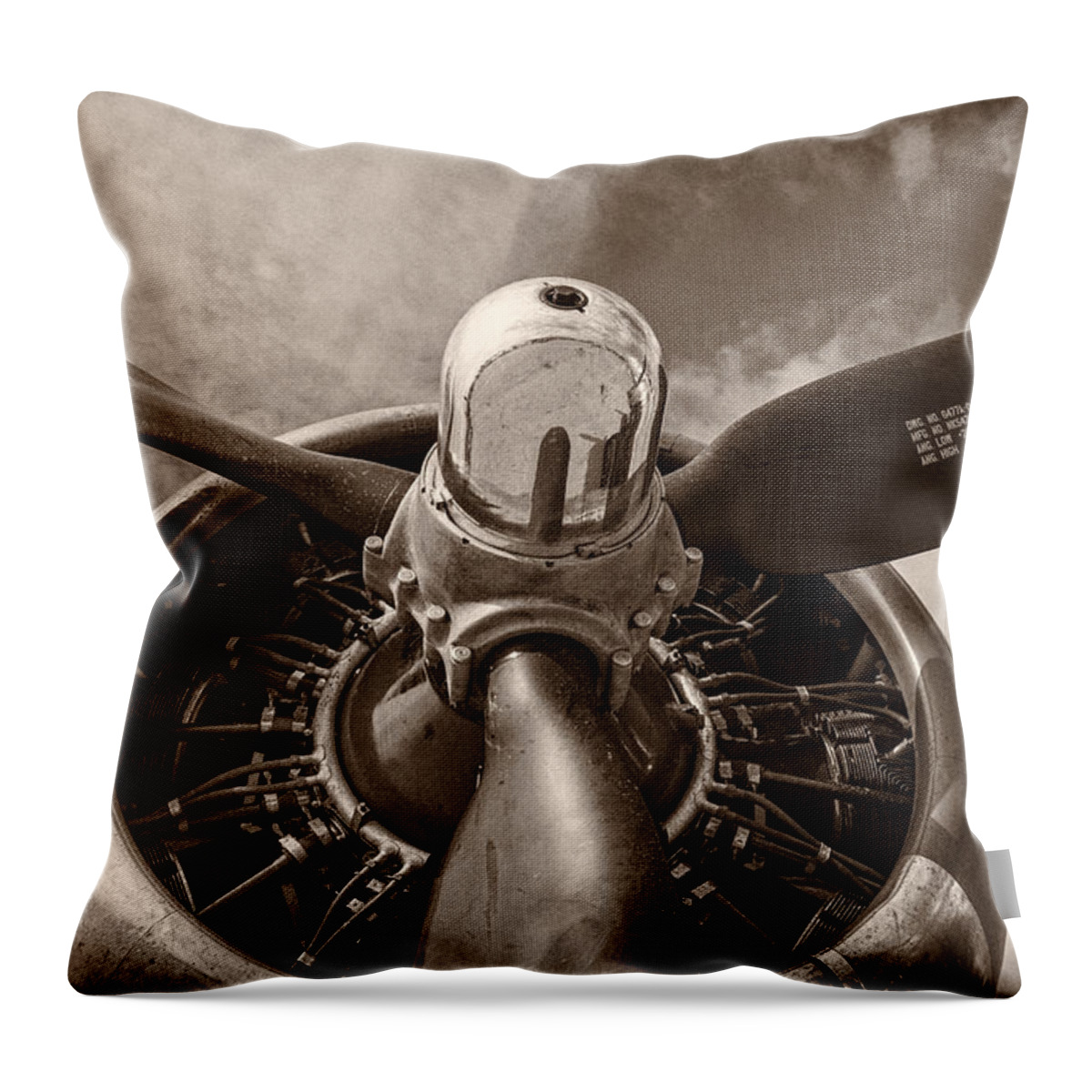 3scape Throw Pillow featuring the photograph Vintage B-17 by Adam Romanowicz