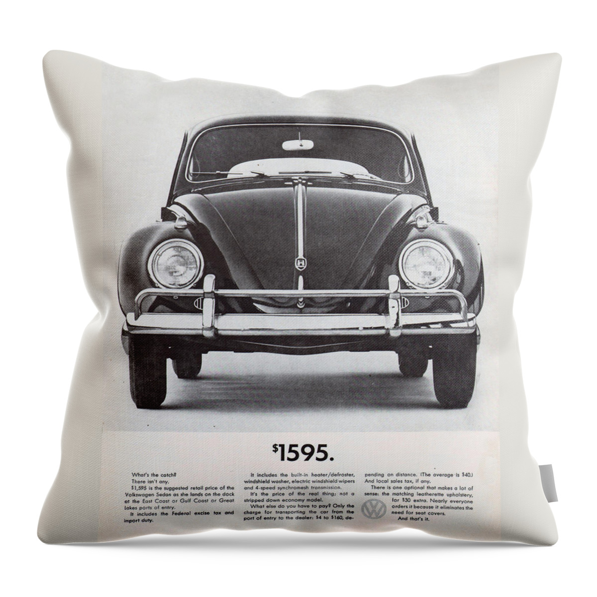 Vw Beetle Throw Pillow featuring the digital art Volkswagen Beetle by Georgia Fowler