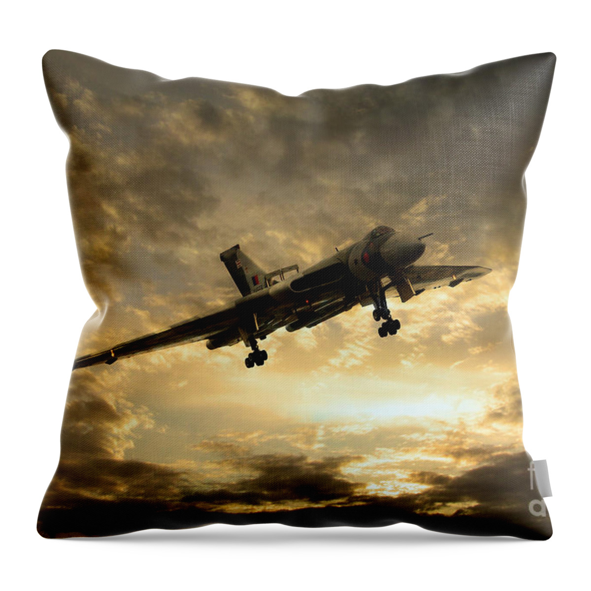 Avro Throw Pillow featuring the digital art Vulcan Cometh by Airpower Art