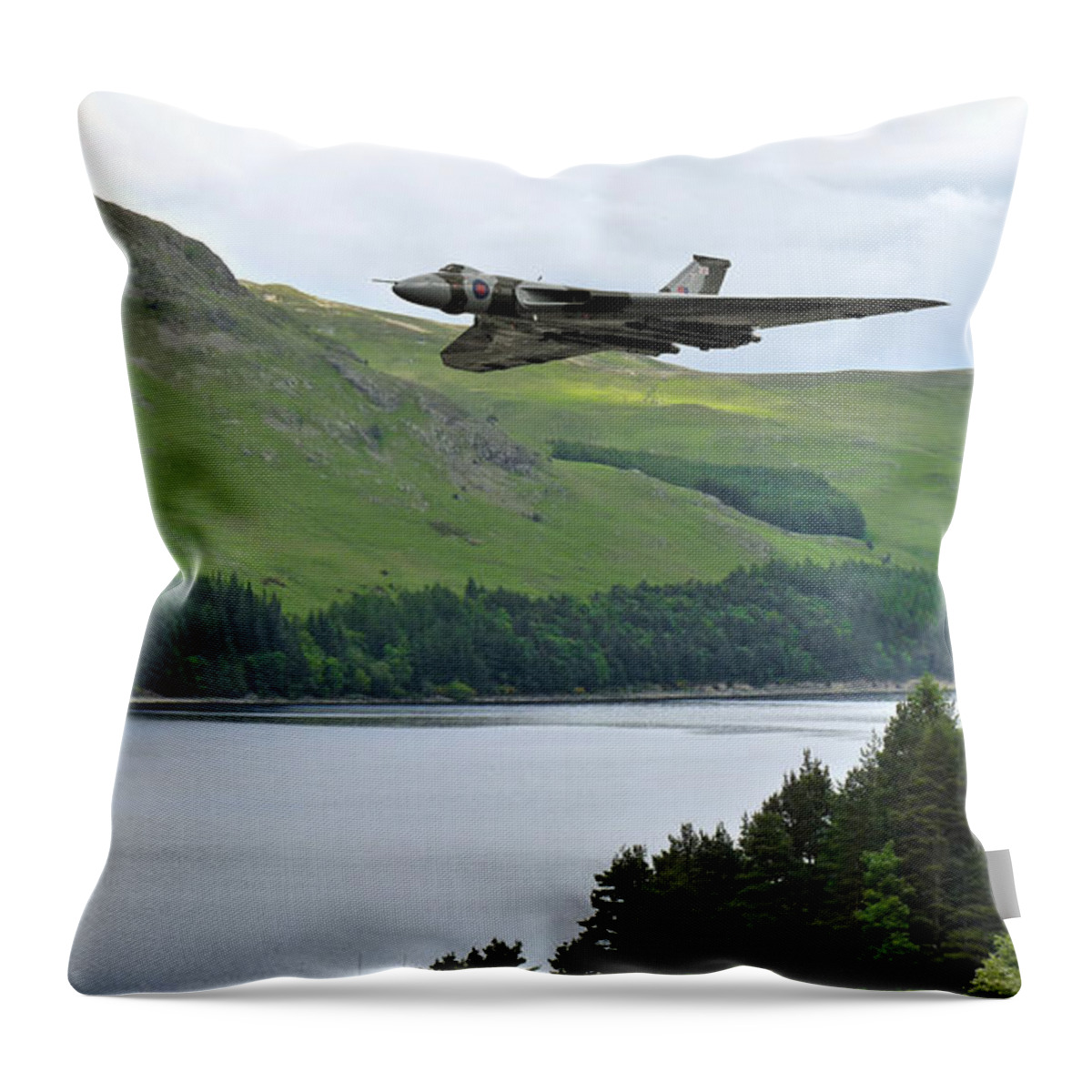 Avro Vulcan Bomber Throw Pillow featuring the digital art Vulcan Pass by Airpower Art