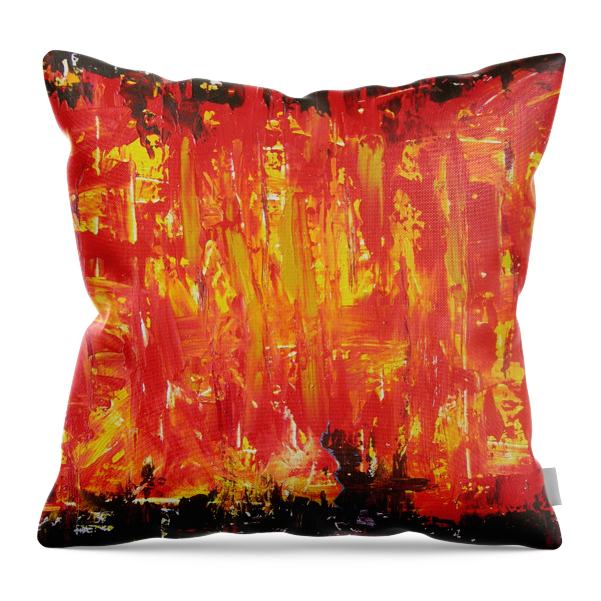 Acryl Painting - Abstract Throw Pillow featuring the painting W6 - firemaker by KUNST MIT HERZ Art with heart