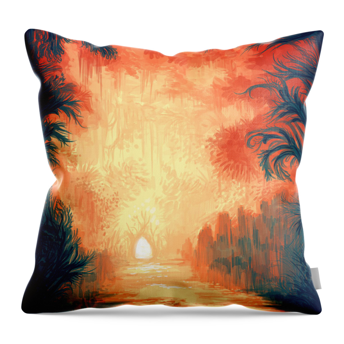 Outdoors Throw Pillow featuring the digital art Walk Away by Illustrations By Annemarie Rysz