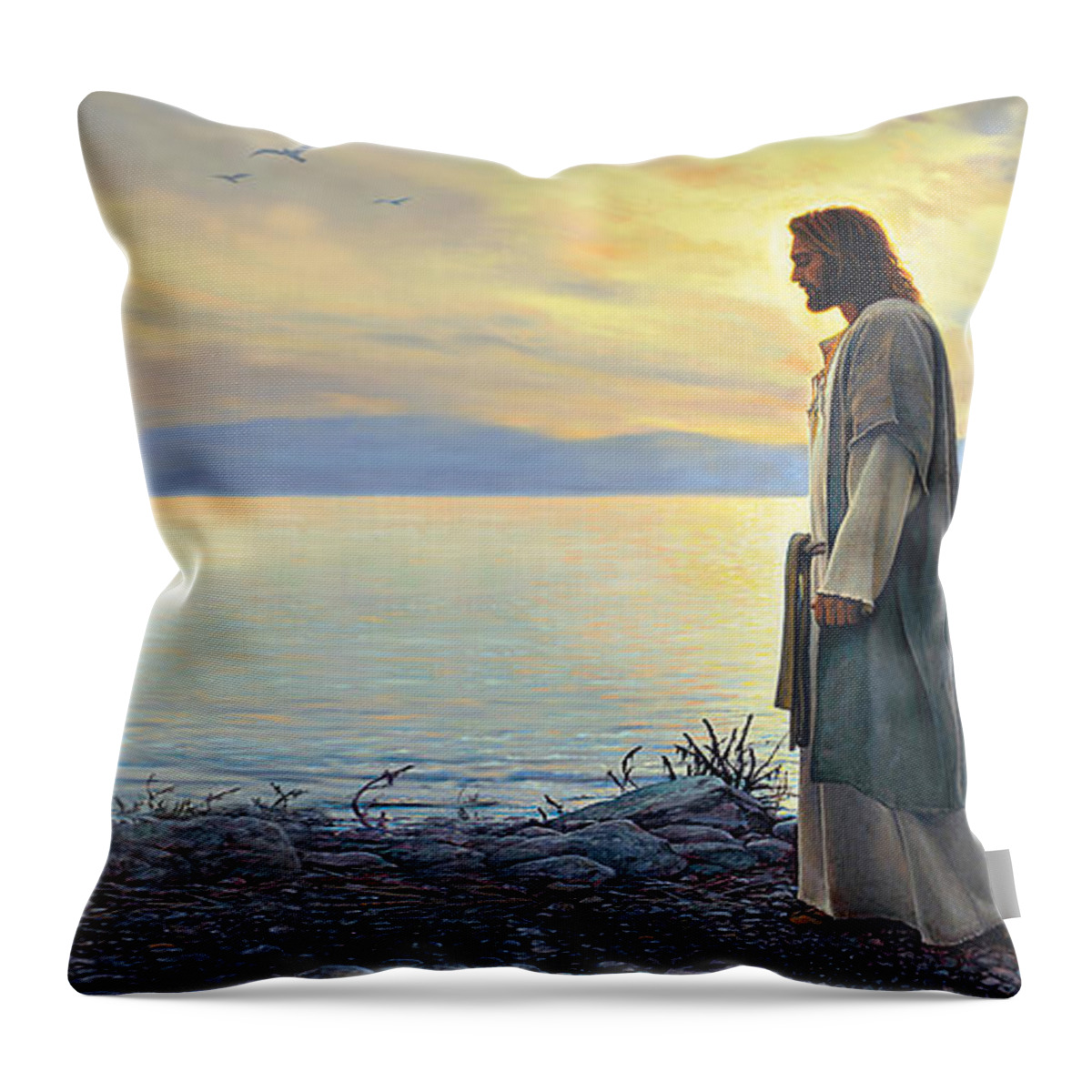 Jesus Throw Pillow featuring the painting Walk With Me by Greg Olsen