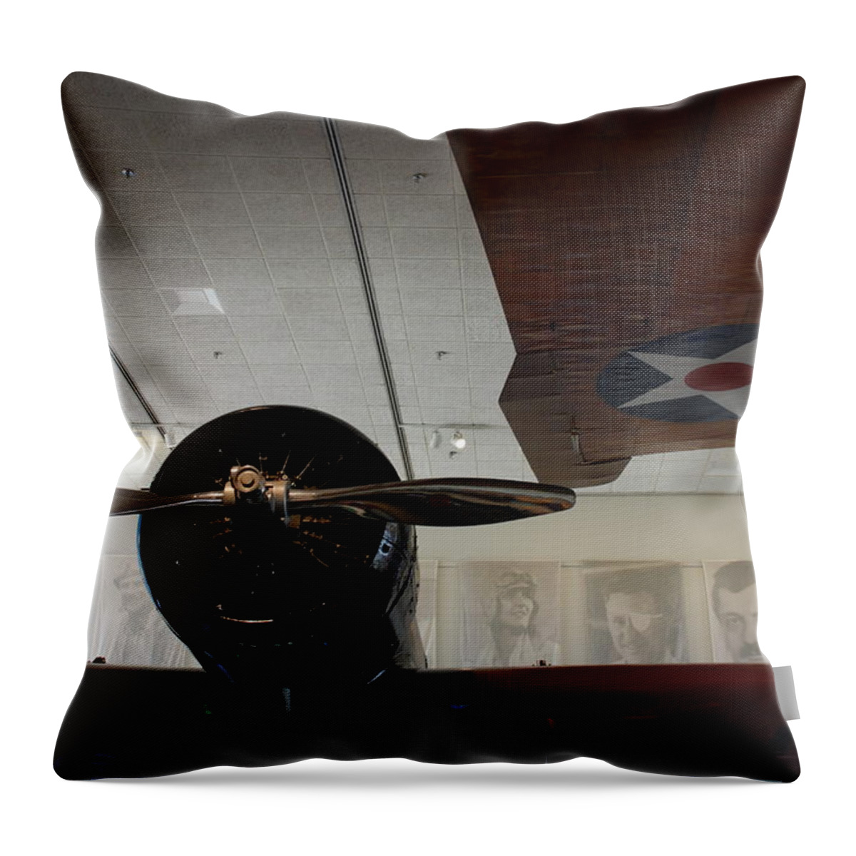 Aviators Throw Pillow featuring the photograph Wall of Great Aviators by Kenny Glover