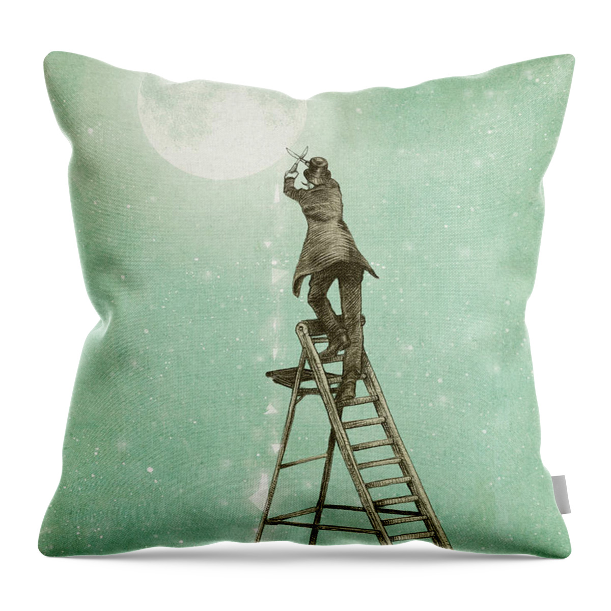 Moon Throw Pillow featuring the digital art Waning Moon by Eric Fan