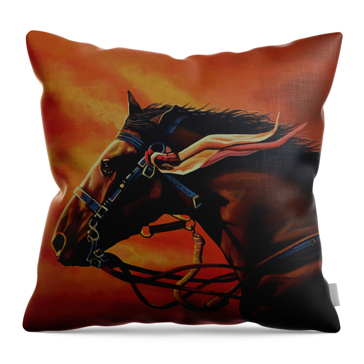 War Horse Joey Throw Pillow featuring the painting War Horse Joey by Paul Meijering