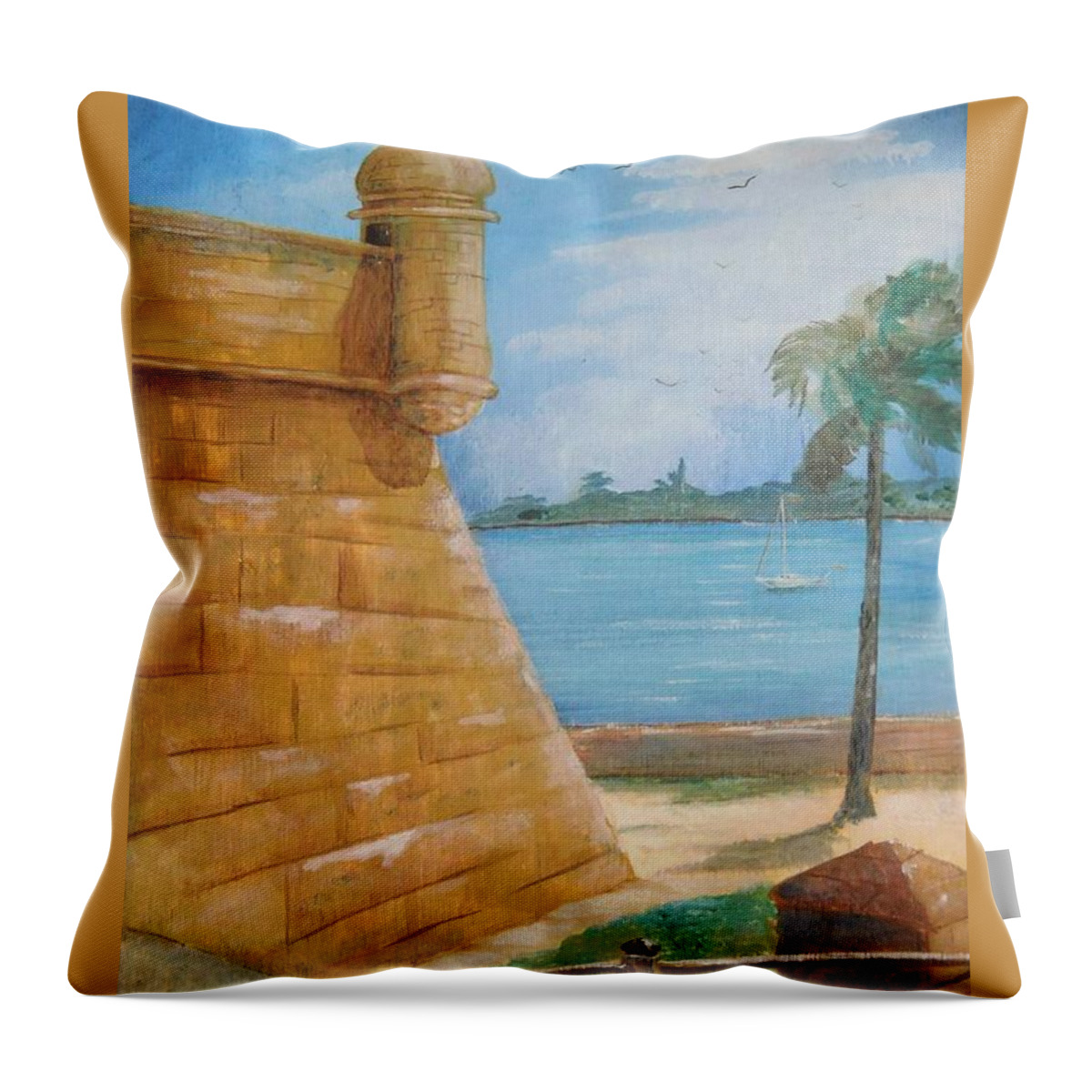 St. Augustine Throw Pillow featuring the painting Warm Days in St. Augustine by Nicole Angell