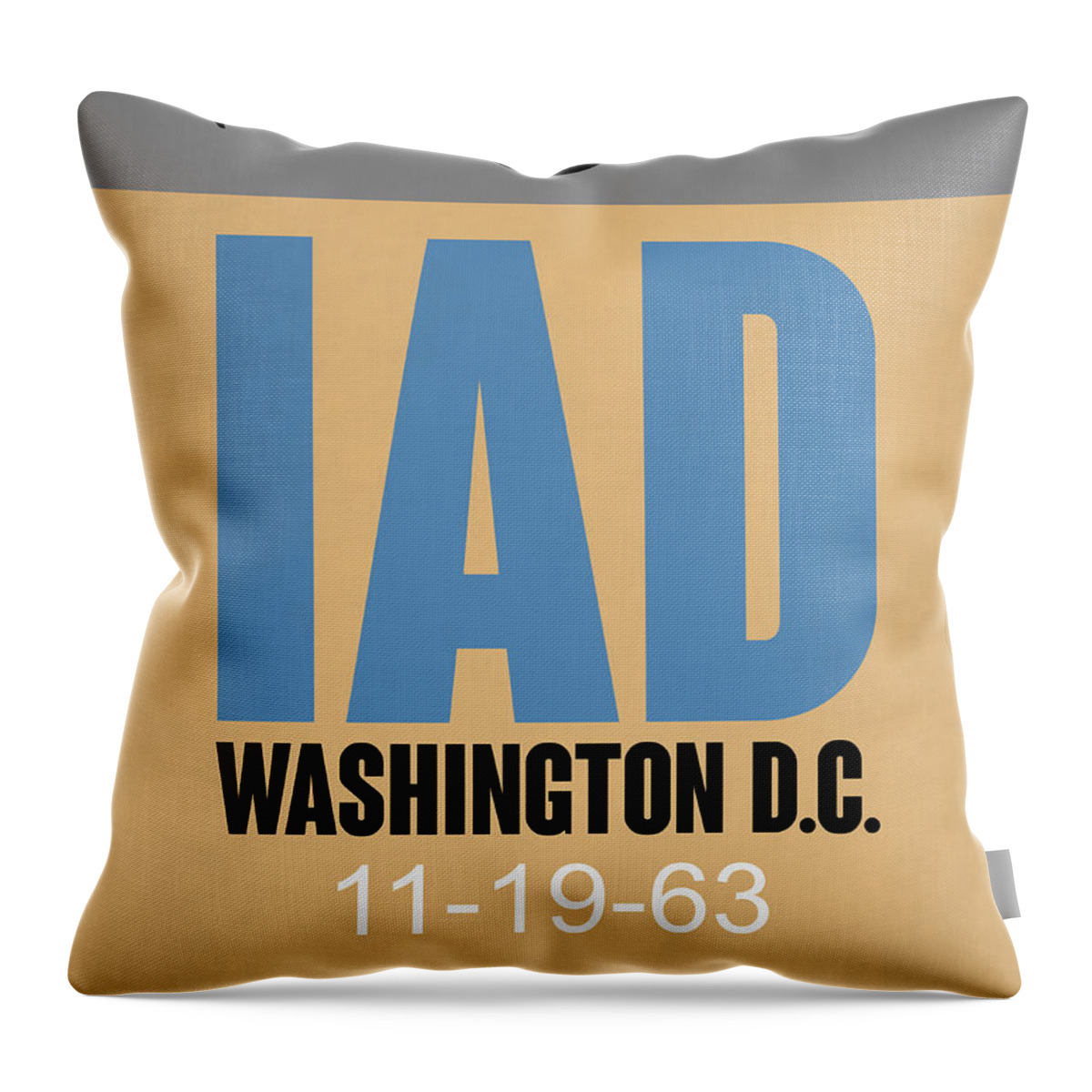 Washington D.c. Throw Pillow featuring the digital art Washington D.C. Airport Poster 3 by Naxart Studio