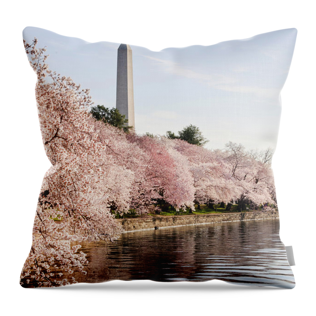Tidal Basin Throw Pillow featuring the photograph Washington Dc Cherry Blossoms And by Ogphoto