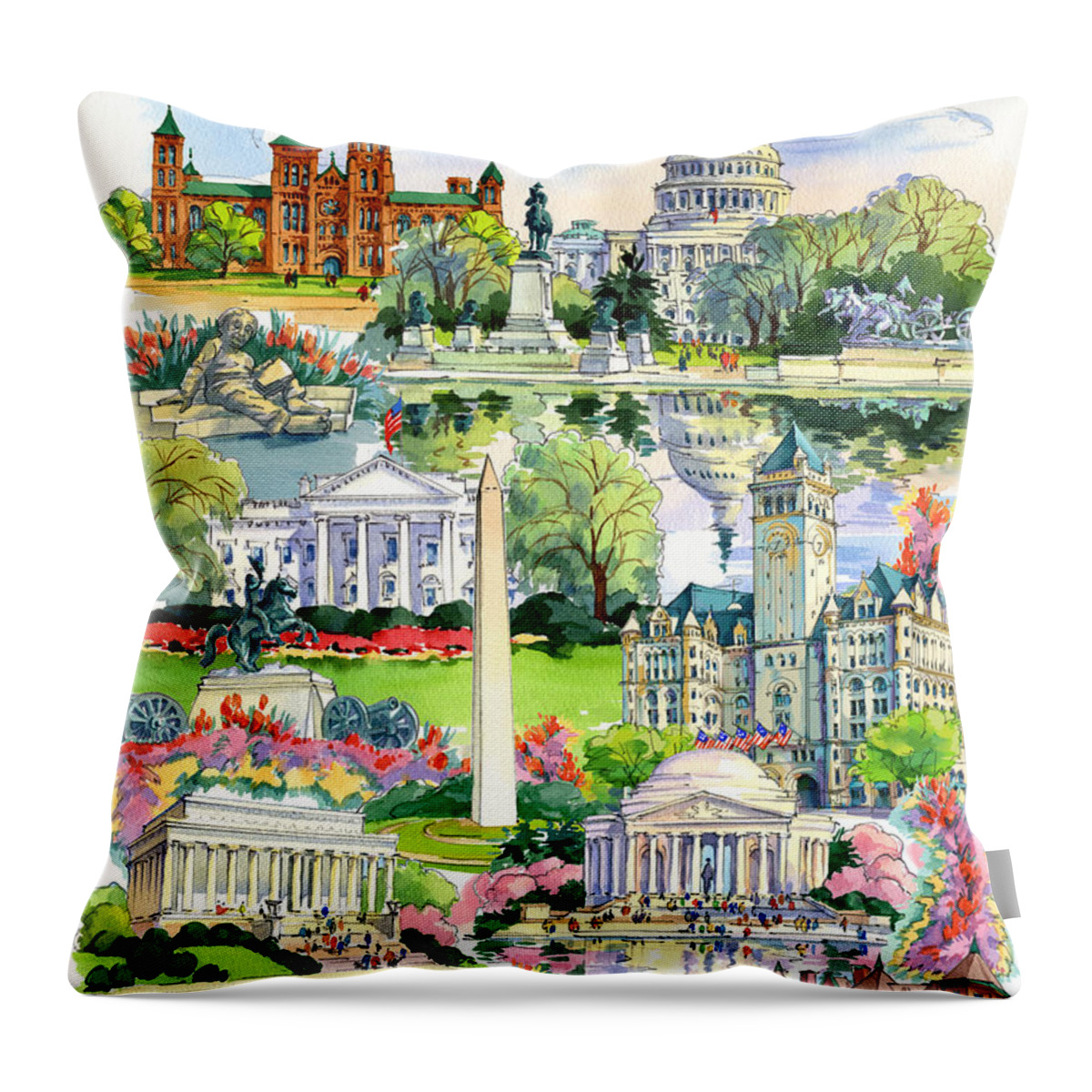 Washington Throw Pillow featuring the painting Washington DC painting by Maria Rabinky