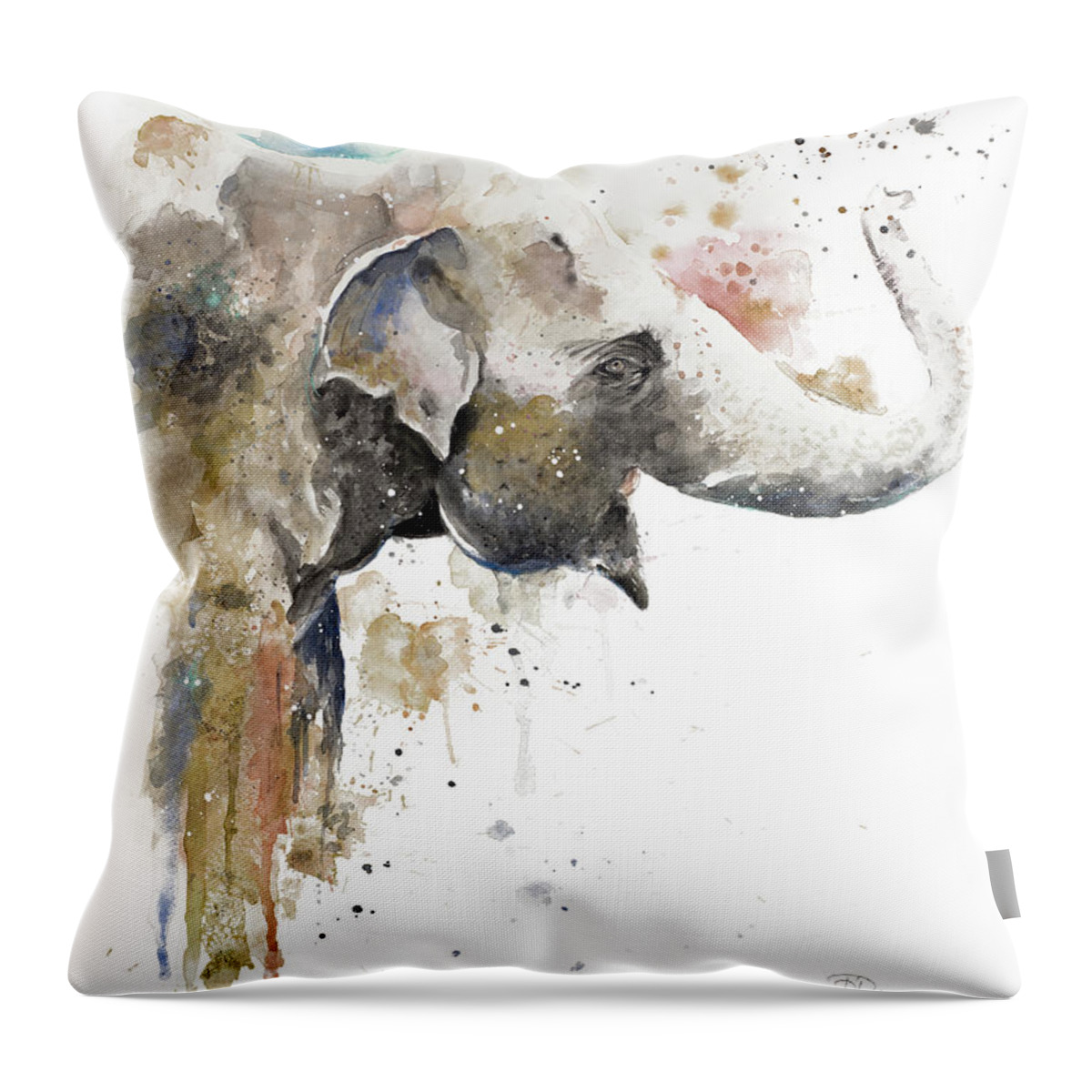 Water Throw Pillow featuring the painting Water Elephant by Patricia Pinto