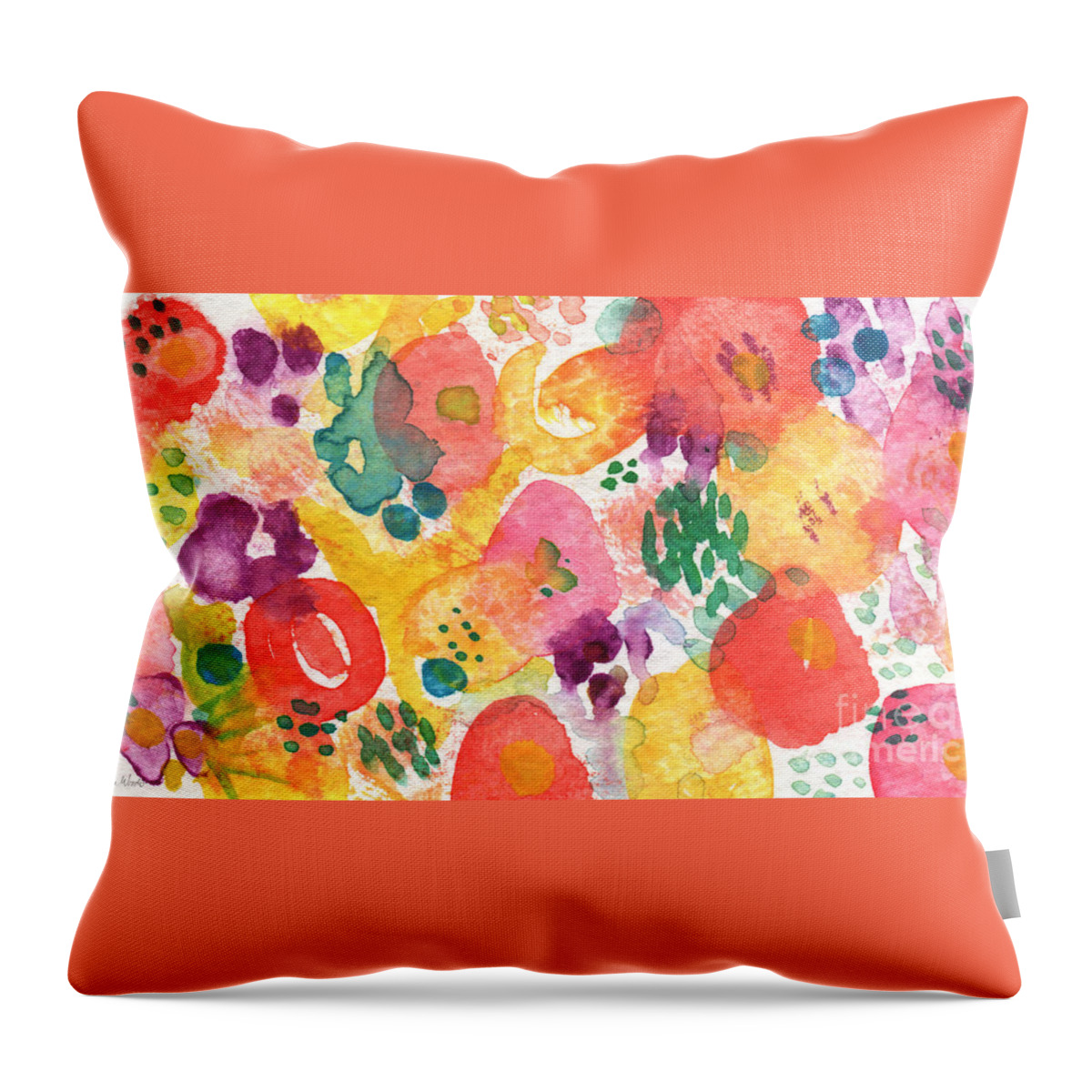 Flowers Throw Pillow featuring the painting Watercolor Garden by Linda Woods