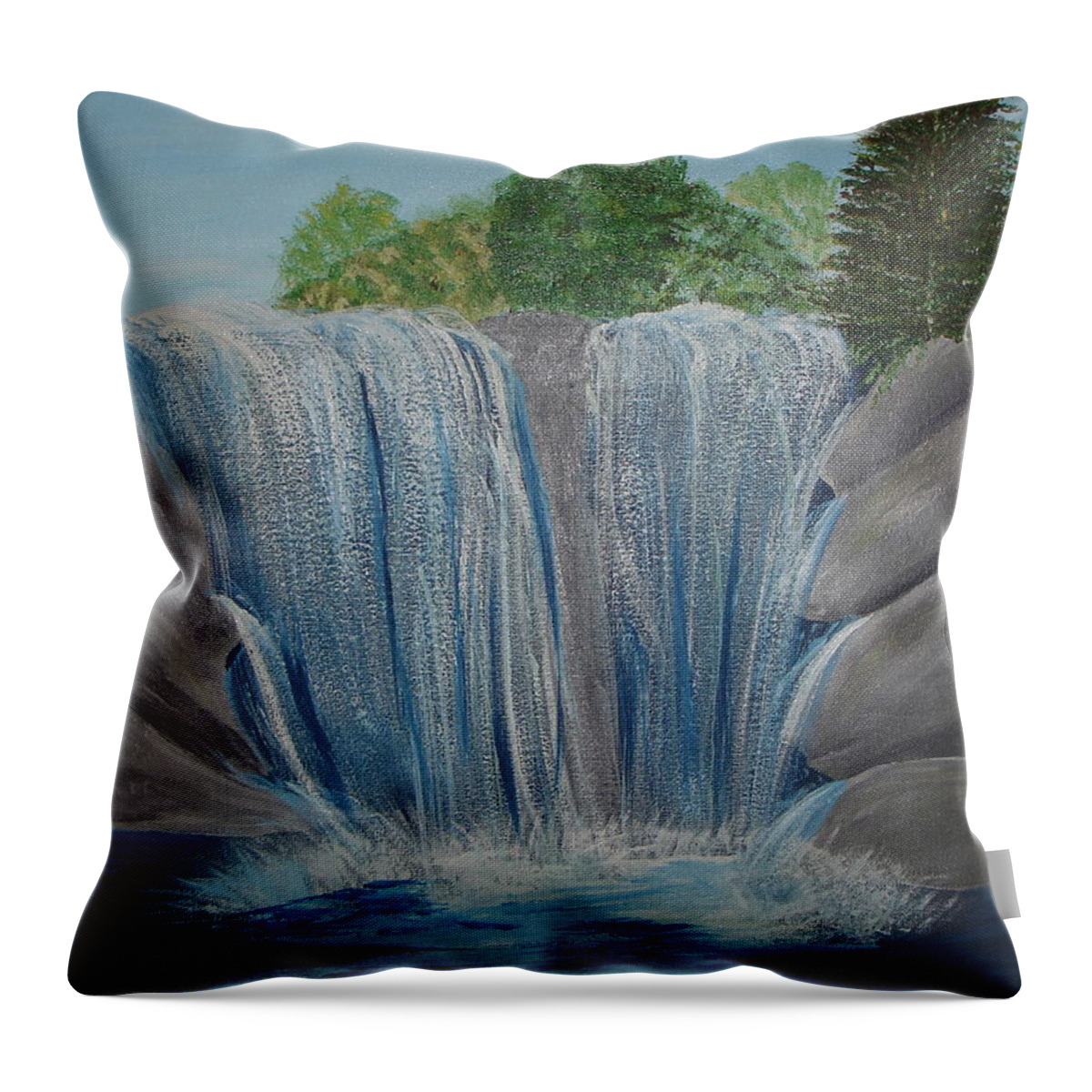 Waterfall Throw Pillow featuring the painting Waterfall by Angie Butler