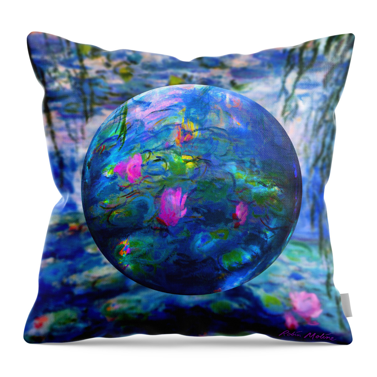  Claude Monet Waterlily Like Throw Pillow featuring the painting Lilly Pond by Robin Moline