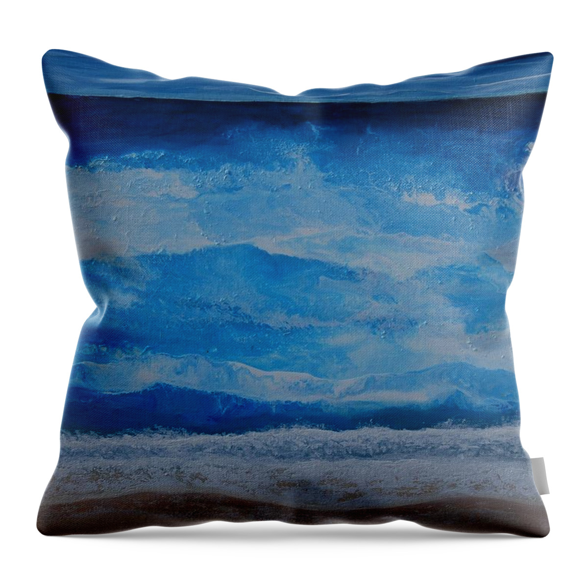 Indigo Throw Pillow featuring the painting Waves by Linda Bailey