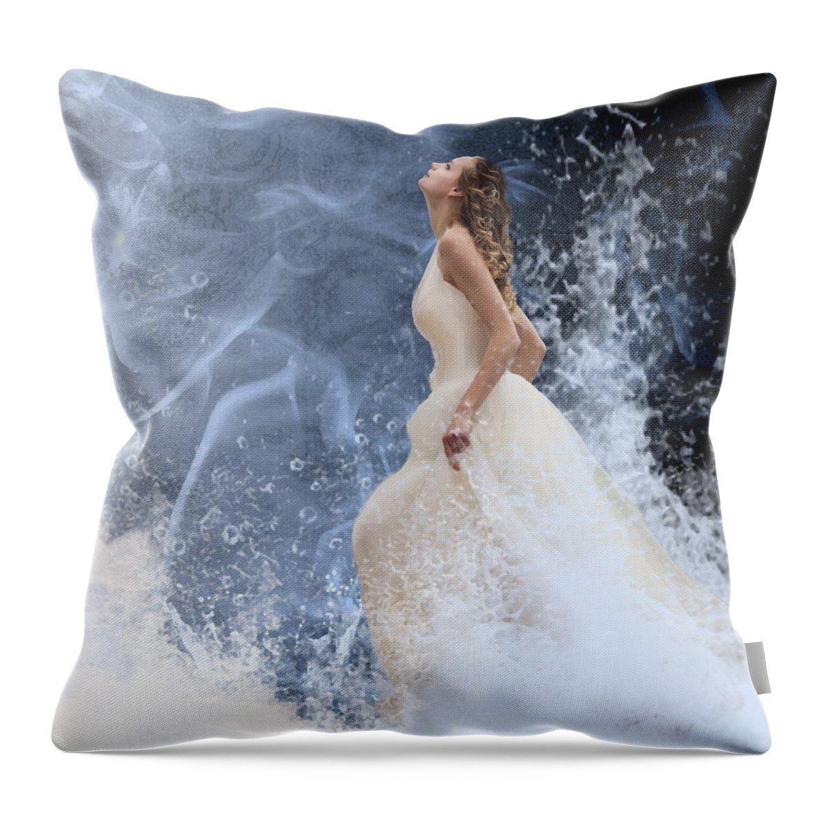 Waves Of His Glory Throw Pillow featuring the digital art Waves of His Glory by Jennifer Page