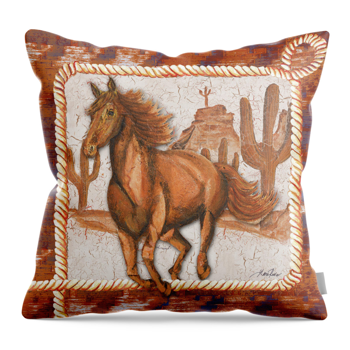 Western Throw Pillow featuring the painting Western Art Iv by Gina Ritter