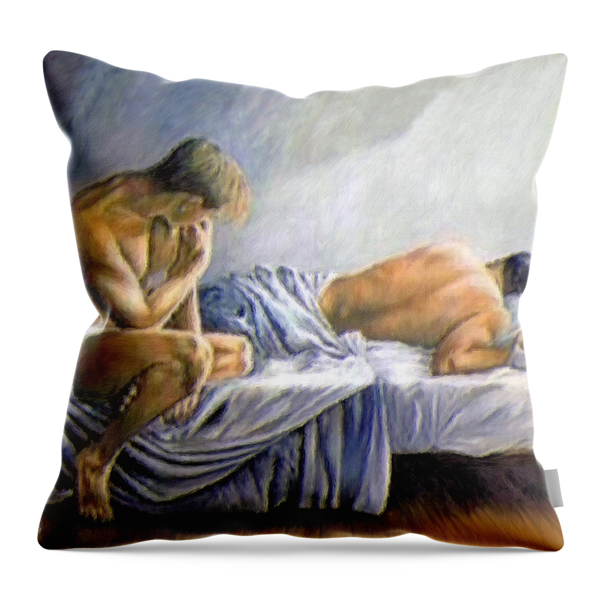 Dreaming Throw Pillow featuring the painting What is He Dreaming by Troy Caperton