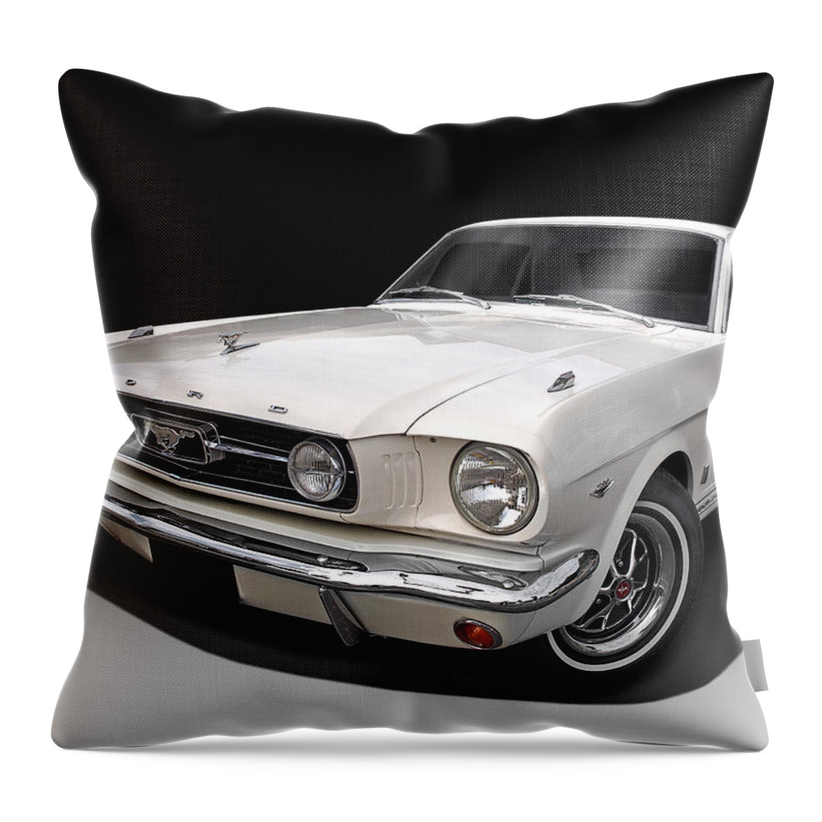 Ford Mustang Throw Pillow featuring the photograph White 1966 Mustang by Gill Billington