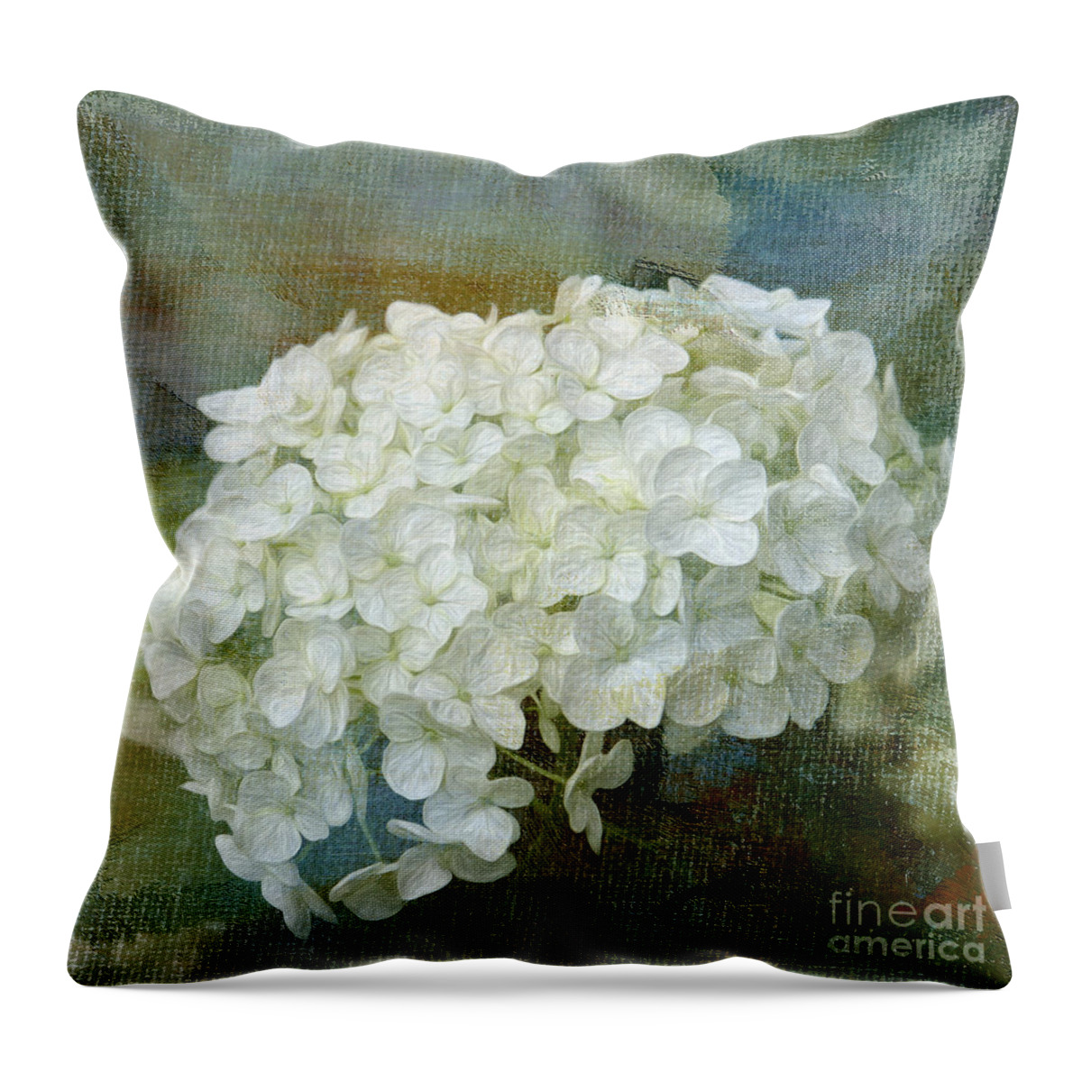 Hydrangea Throw Pillow featuring the digital art White Hydrangea Art by Jayne Carney