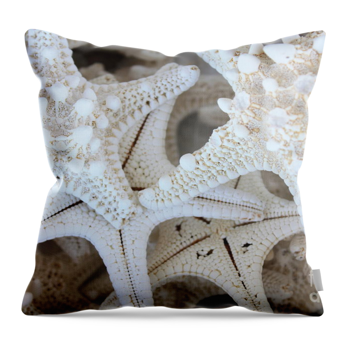 White Throw Pillow featuring the photograph White Starfish by Carol Groenen
