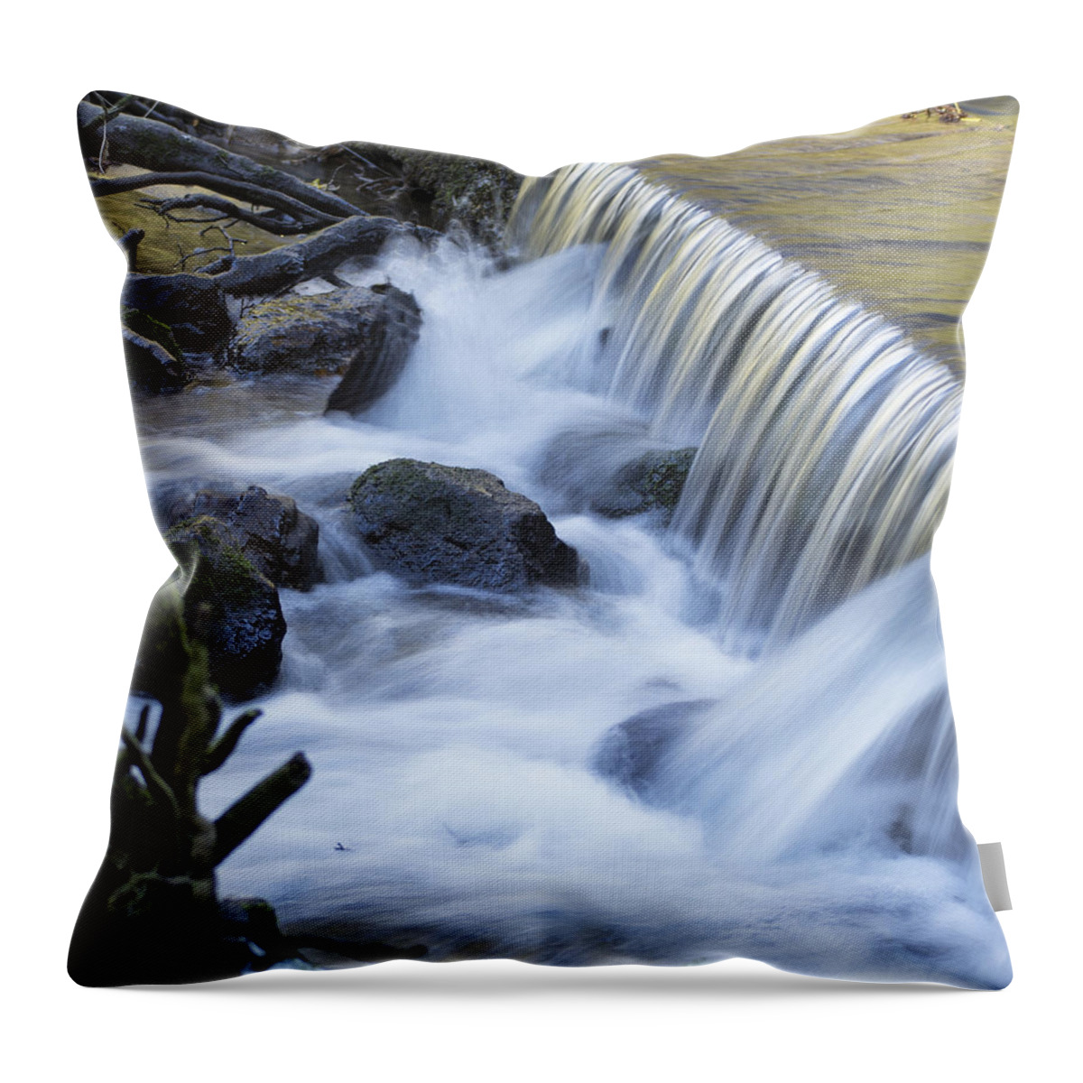 River Clwyd Throw Pillow featuring the photograph White Water by Spikey Mouse Photography