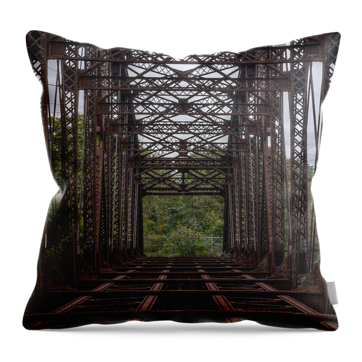 Bridge Throw Pillow featuring the photograph Whitford Railway Truss Bridge by Richard Reeve