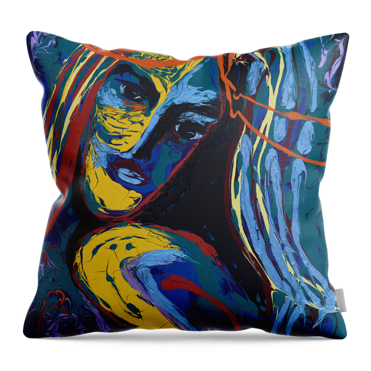 Portrait Throw Pillow featuring the painting Wild At Heart by Donna Blackhall