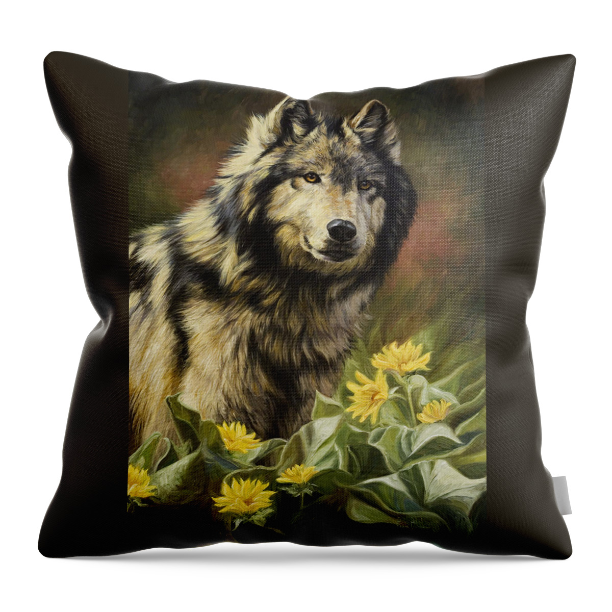 Wolf Throw Pillow featuring the painting Wild Spirit by Lucie Bilodeau