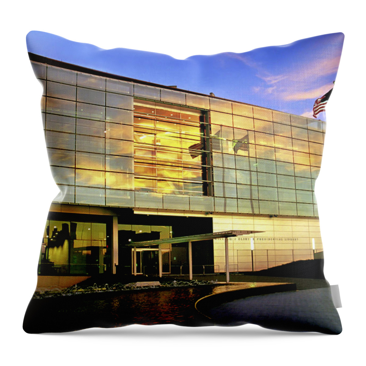 William Throw Pillow featuring the photograph William Jefferson Clinton Presidential Library by Jason Politte