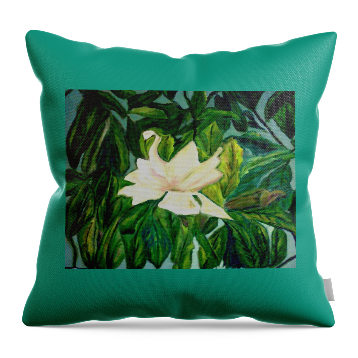 Flower Throw Pillow featuring the painting Williamsburg Magnolia by Suzanne Berthier