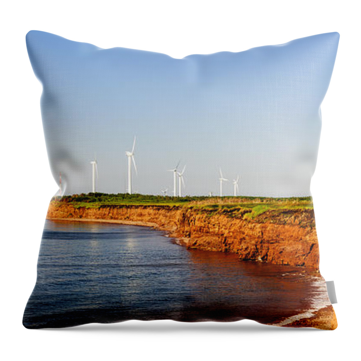 Windmills Throw Pillow featuring the photograph Wind turbines on atlantic coast 2 by Elena Elisseeva