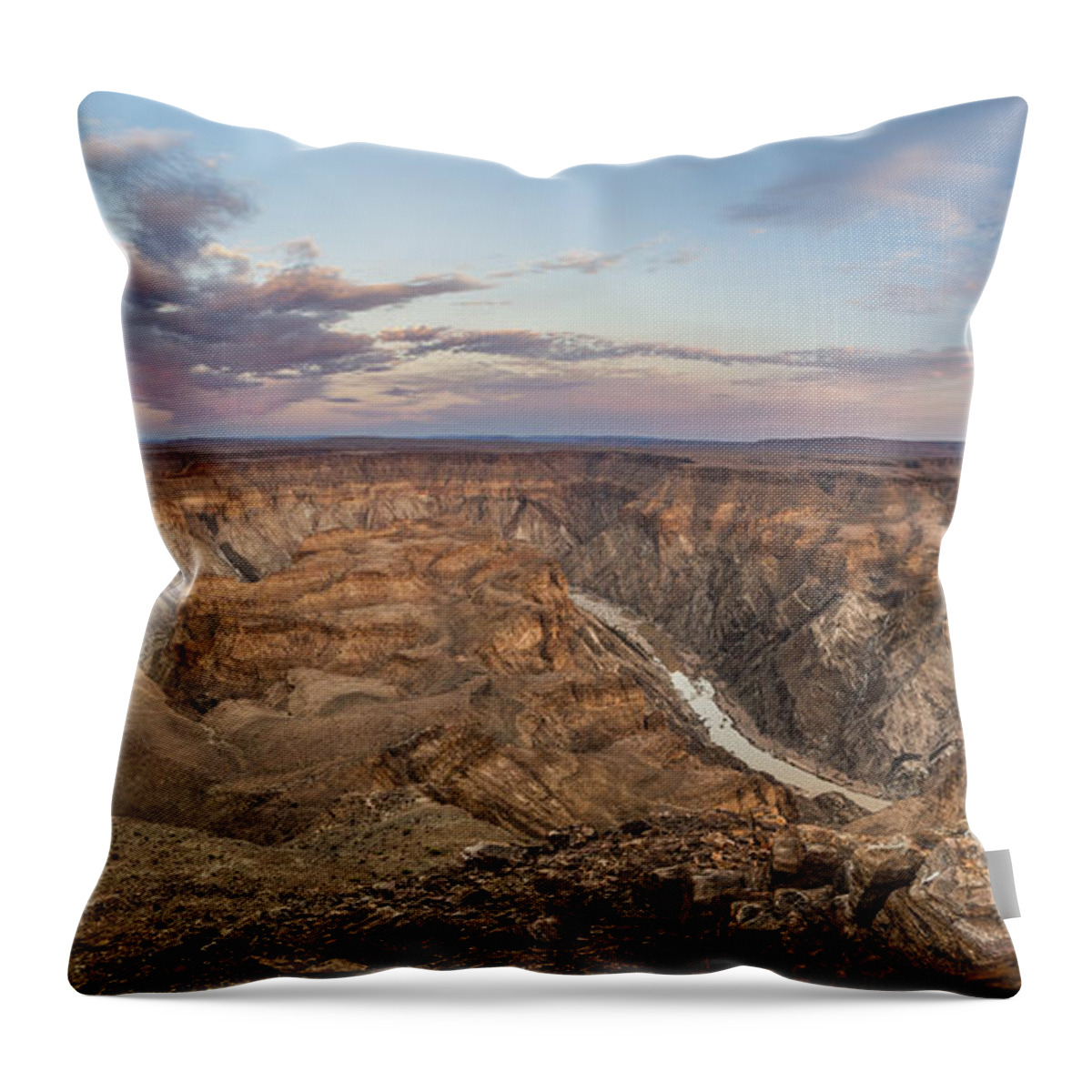 Vincent Grafhorst Throw Pillow featuring the photograph Winding Fish River Canyon And Desert by Vincent Grafhorst